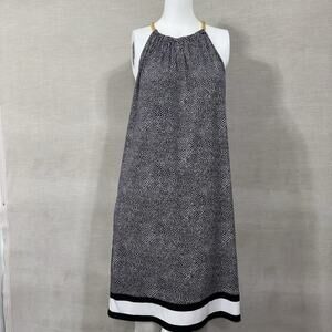 Michael Kors Dress S Black White Sleeveless Gold Chain Y2K Statement Classic